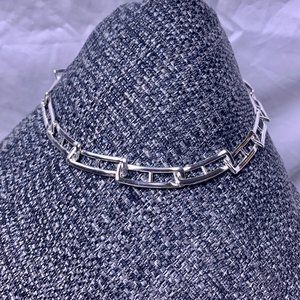 Monet Silver Tone Hollow Panel Link Necklace